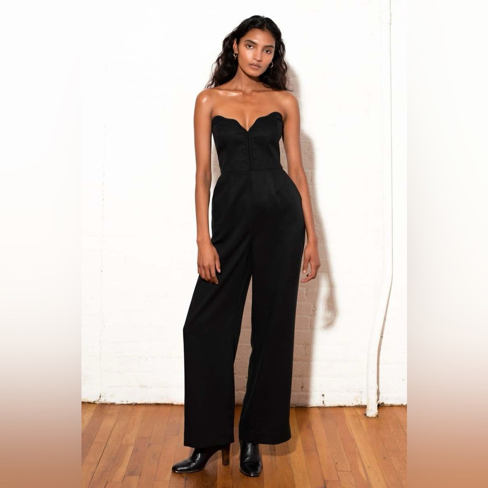 Mara Hoffman Black Strapless Sweetheart Wide-Leg Jumpsuit